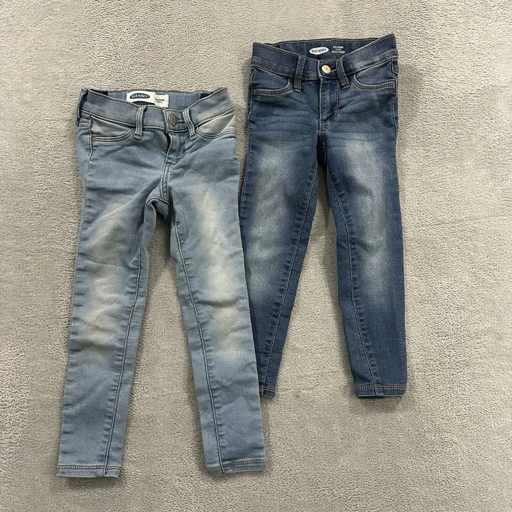 Old Navy Set of 2 Jeans Girls Kids 5 Blue Ballerina Jeggings School Pockets